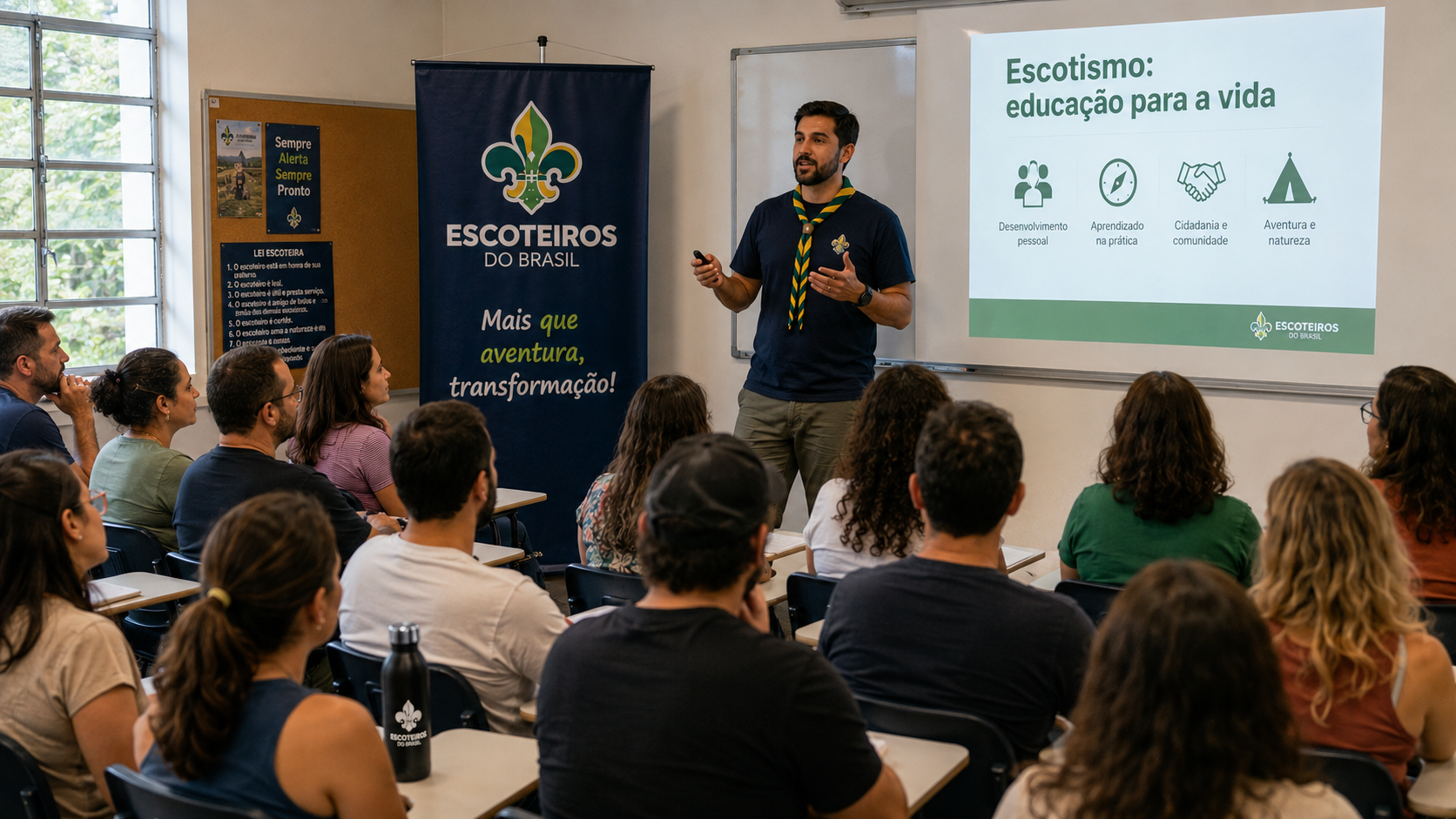 Exemplo de apresentação sobre escotismo numa escola